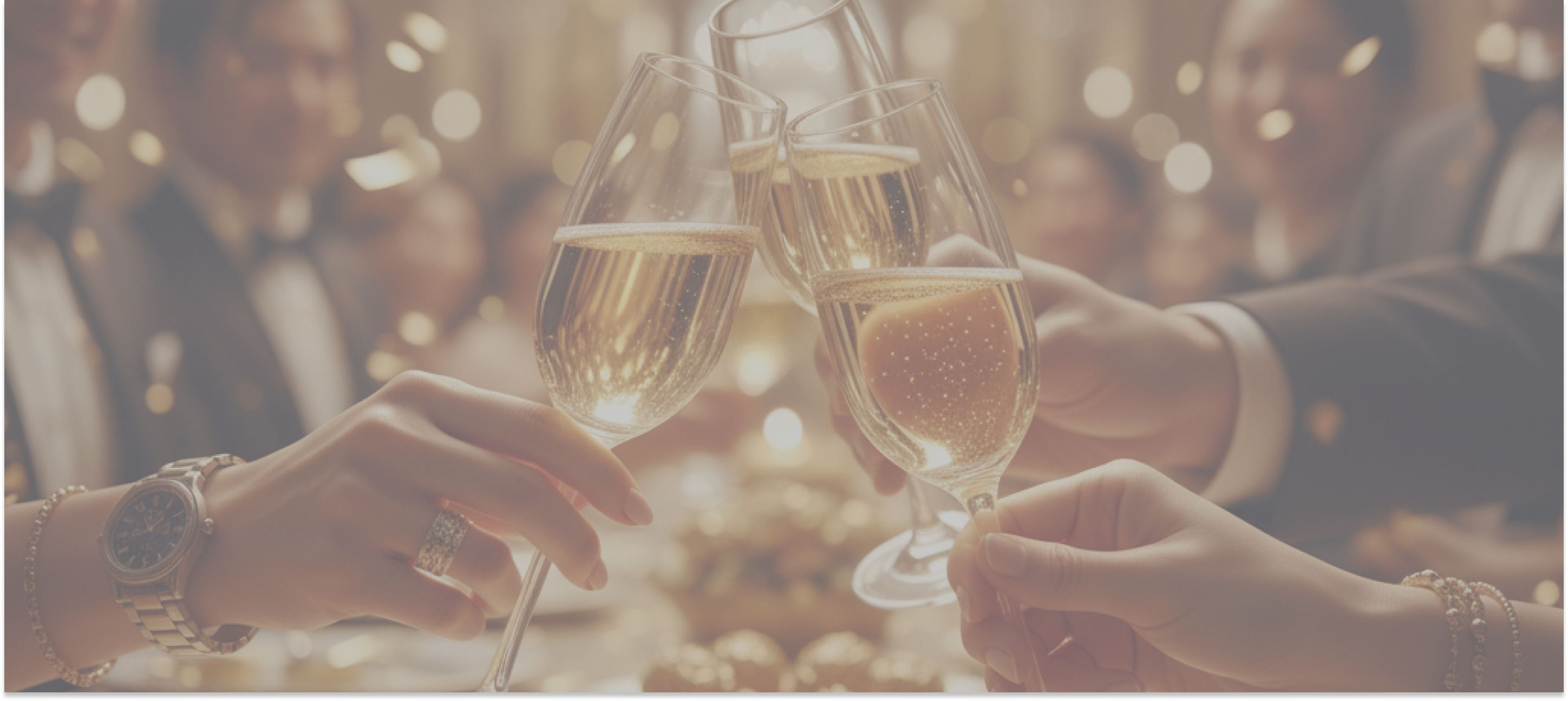 シャンパングラスで乾杯する様子